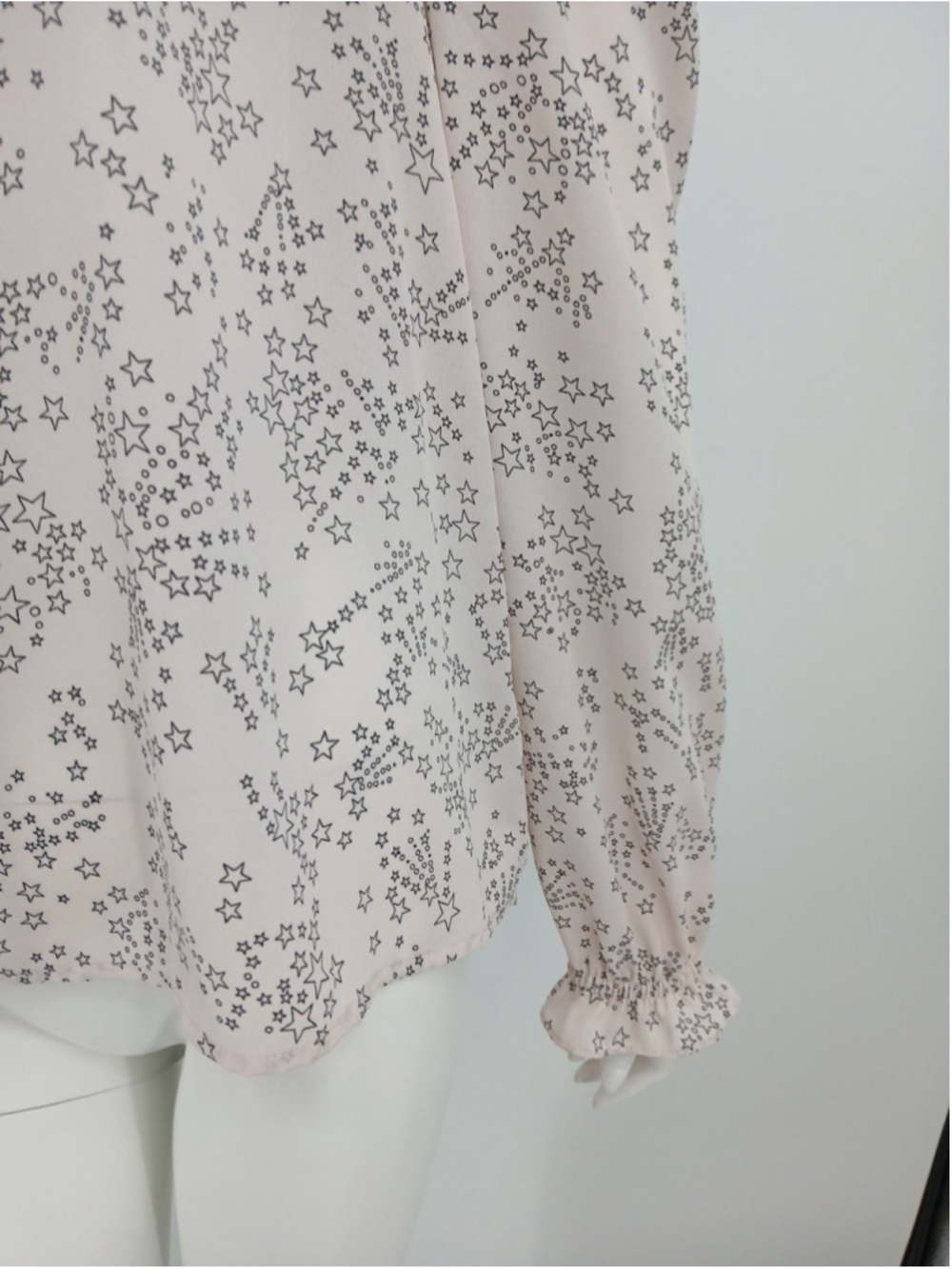 Rebecca Minkoff Sharon Star Print Mockneck Blouse Top Pale Pink Size XL Chiffon - Picture 9 of 16